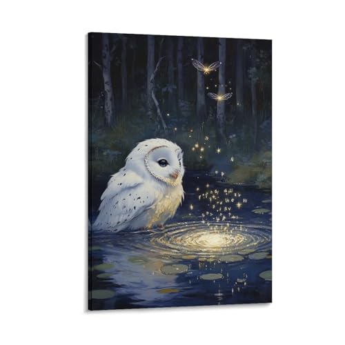 Tableau chouette murale déco pour habiller votre couloir ou chambre 50x75cm