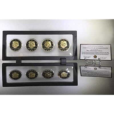 Donald Trump 1st Term 4 Year Coin Set, Collectors Edition, Gold Plated Replica Coins 2017, 18, 19, 20, Rectangle Display Case, Cert. of Auth. (1st Term Rect. Blk.)