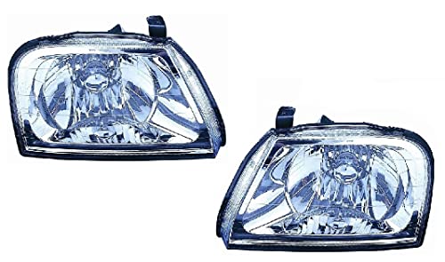 Set 2 Faro Fanale Proiettore Anteriore Sinistro Destro Per L200 Strada e Pick Up da 1996 a 2004 Alogeno H4 Gruppo Ottico Luce Fanalino
