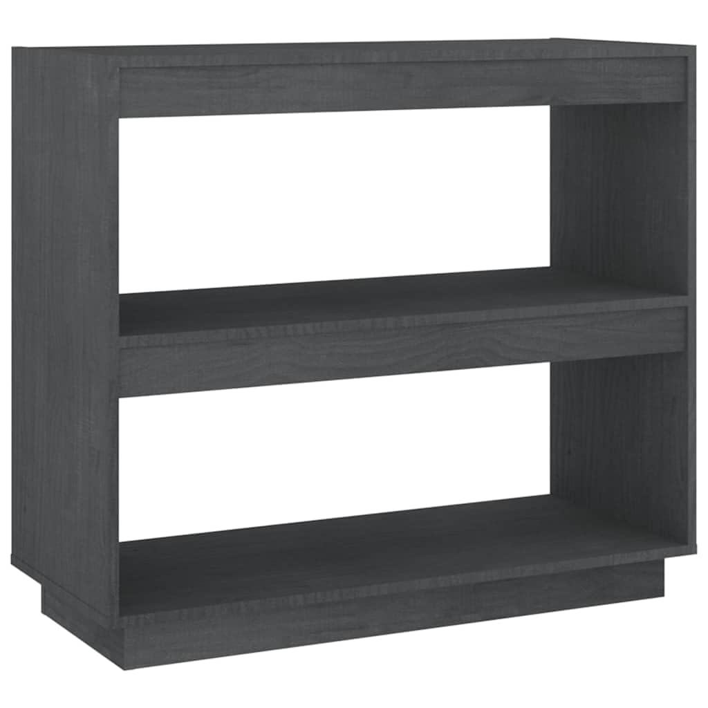 Libreria in Legno Massello di Pino Grigia 80x35x71 cm | Scaffale salvaspazio a tre livelli per soggiorno e studio, ideale per organizzare riviste, multimedia e decorazioni.