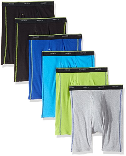 Hanes Men's 6-Pack Sport Boxer Briefs (5 + 1 Free Bonus Pack), Assorted, Meduim
