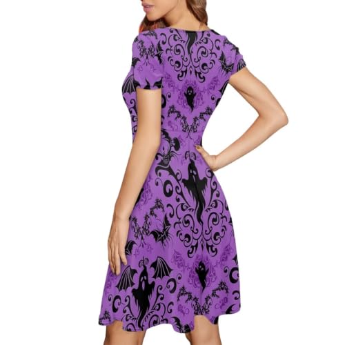 Image of POLERO Sunflower Dress for Women Floral Summer Dresses Short Sleeve Casual Sundresses Midi Dresses