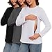 Liu & Qu Women's 3 Pack Nursing Shirts for Breastfeeding with Hidden Zippers Long Sleeves Comfort and Soft Nursing Tops