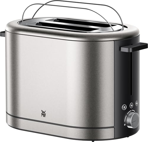 WMF Lono Silk Toaster 2 Scheiben Edelstahl Matt Grau Doppelschlitz Toaster mit XXL-Brötchenaufsatz 7 Bräunungsstufen LED-Funktionen breiten Schlitzen und Krümelschublade Anti-Fingerabdruck