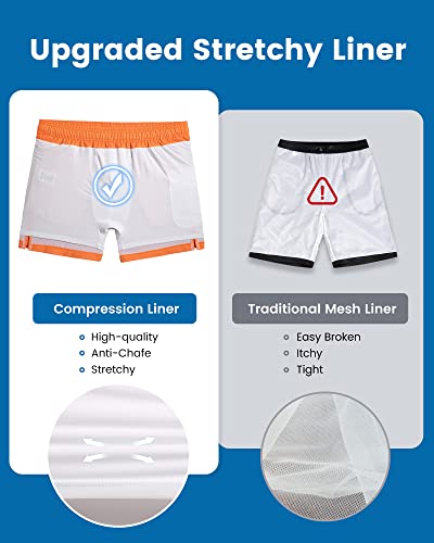 Image of maamgic 5inch Mens Swimming Trunks with Compression Liner 2-in-1 Swim Trunks Stretch Quick Dry Swim Shorts Zipper Pockets