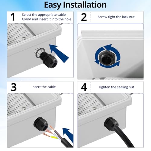 Image of MAKERELE Wire Strain Relief NPT 3 /8 inchNylon Cord Grips Cable Glands Joints | 3 /8 Inch, Black, 20PCS, for Electrical Junction Box, IP68 Waterproof, Wire Grommet Connector, Adjustable