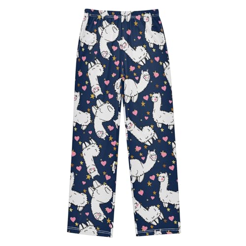 Sweet Love Llama Star Boys Long Pants Soft Trousers Elastic Waist Kids Lounge Bottoms with Pockets S-XL
