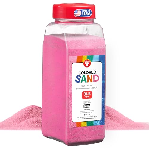 Image of Hygloss Colored Sand for Crafts - 3 lb Bottle, Pink - Vibrant Colorful Fine Sensory Play Sand Art Kits for Kids - Classroom Activities for Children 3 4 5 6 7 8 9 10 11 12 - Safe for Ages 3+