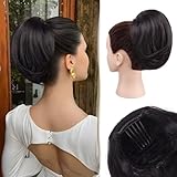 Sidaila Ponytail Extension 10 Inch Comb Clip in Short Drawstring Ponytail Hair Extensions Messy Bun Hair Piece Synthetic Straight Pony Tails Soft Hair Pieces for Women - Black Brown hair extensions