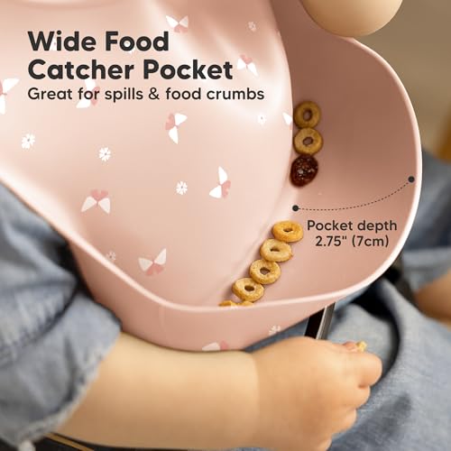 KeaBabies 2-Pack Baby Silicone Bibs and 3-Pack Waterproof Baby Food Catcher for Eating - Waterproof, Easy Wipe Silicone Bib for Kids, Toddlers - Lightweight Food Catcher for Kids4