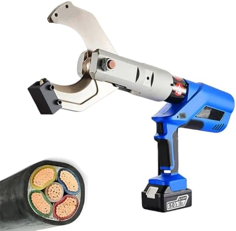 Professional Cordless Hydraulic Cable Cutter with 2 Rechargeable Batteries, Electric Wire Cutting Tool, Heavy Duty, Blue, Model EZ-80C (EZ65C) - Ideal for Electricians and Contractors