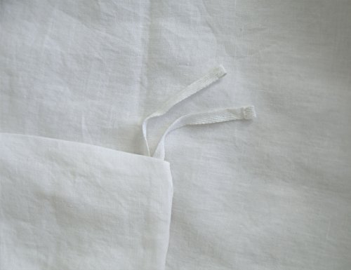 meadow park Stone Washed Pure Linen Duvet Cover Set 3 Pieces - King Size - 104 inches x 94 inches - Shams 20 inches x 36 inches, Double Ruffled Edge Style - Corner Ties, Super Soft, White - Thumbnail 4