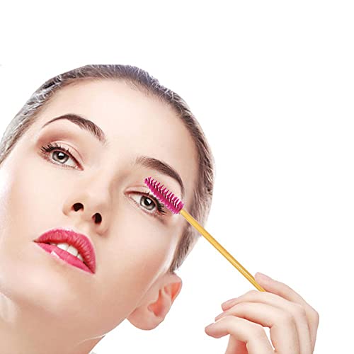 300 Pack Mascara Wands Bulk Disposable Eyelash Brushes For Extensions Upgrade Eye Lash Wand Makeup Tool Kit, Gold/ Rose #TOP2