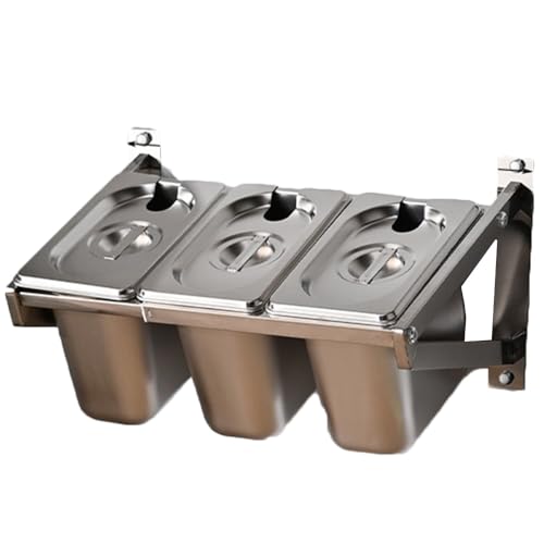 ZXHKZDX Acero Inoxidable Wall Mount Recipientes Retráctil Especias con Tapa Kit,Pieza Encimera Soportes Botes De Especia,Condimentos Tarros Profundidad 5.9IN(15.7X8.7X7IN-2PCS)