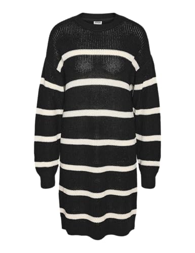 Robe à col rond noire rayée eggnog NMMAYSA pour femme taille M
