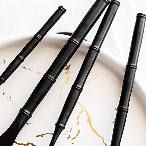 Genérico Juego De Cubiertos De Acero Inoxidable, Cubiertos Duraderos De Acero Inoxidable 304, Juego De Cubiertos De 16 Piezas, Cubiertos para Banquetes De Boda, Cuchillo (Black，Gold)