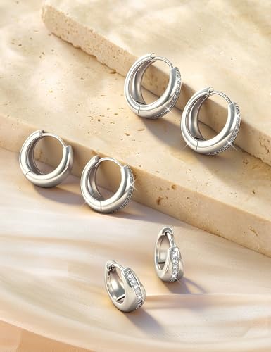 SAILIMUE 3 Pairs 14K Gold Plated Chunky Hoop Earrings for Women Trendy - image 7