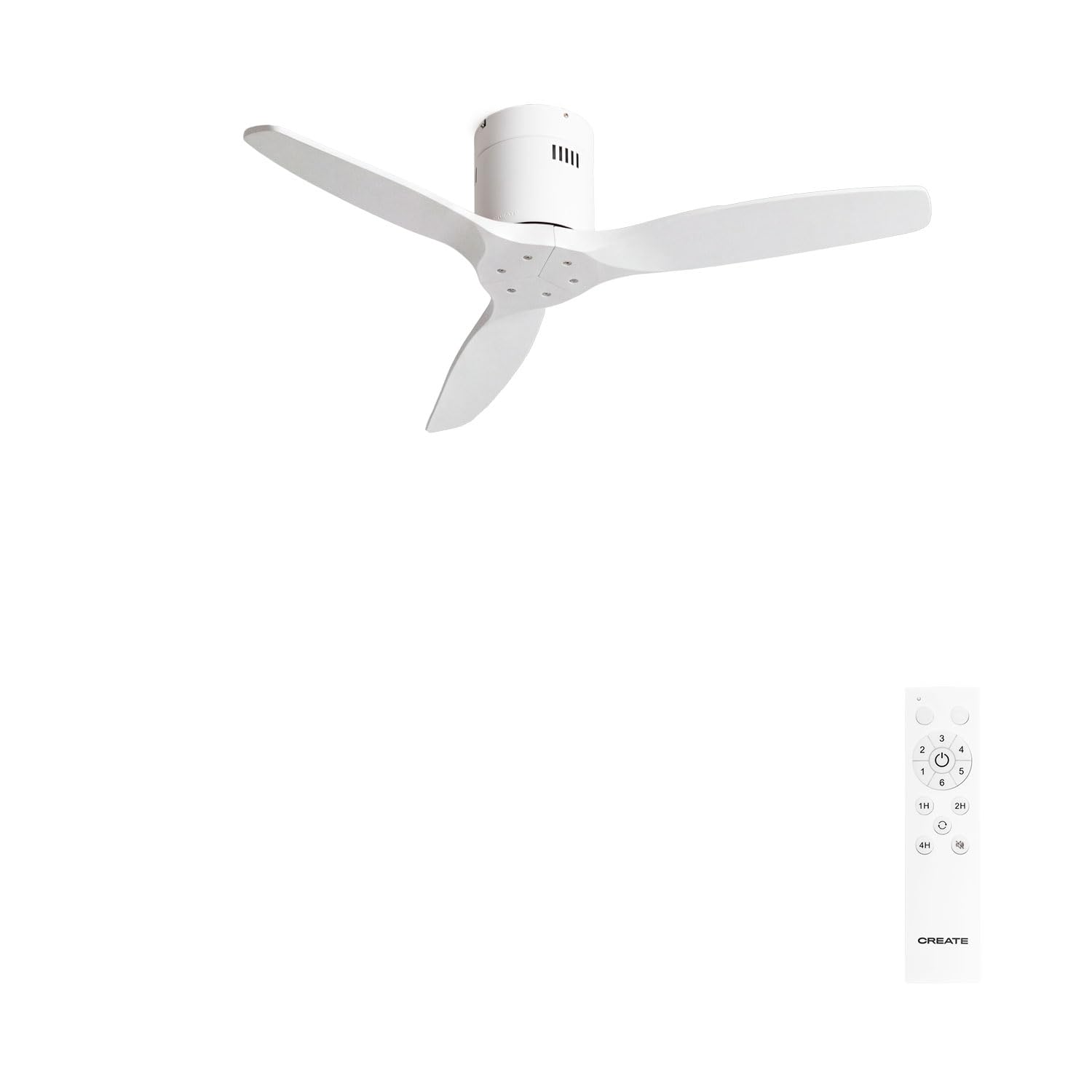 CREATE / WINDCALM NATURAL WOOD S/Ventilador de techo blanco con mando / 40W, Temporizador, Ø112 cm, 6 velocidades, 3 temperaturas de luz, función verano-invierno