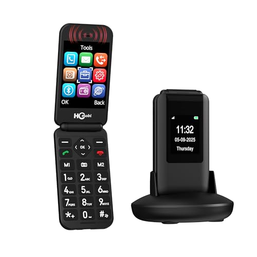 SilisoundTek Flip Phone Unlocked, 2.8+1.5' Dual Screen Flip Phones for Seniors, SOS Button丨Speed Dial丨Large Fonts丨Charging Dock丨1400mAh Battery