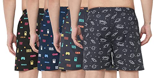 Image of GoSriKi Men's Cotton Printed Boxer Shorts (Pack of 4) (ANL-BXR-PACK-4-GS-008)