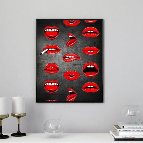 Tableau poster lèvres rouges déco murale grand format cadre 80x120 - 2