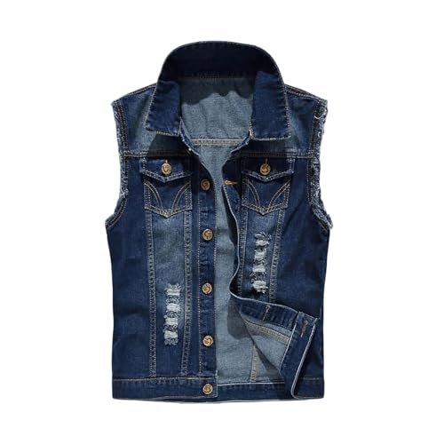 Chaleco de hombre estilo vaquero elástico casual con solapa exterior