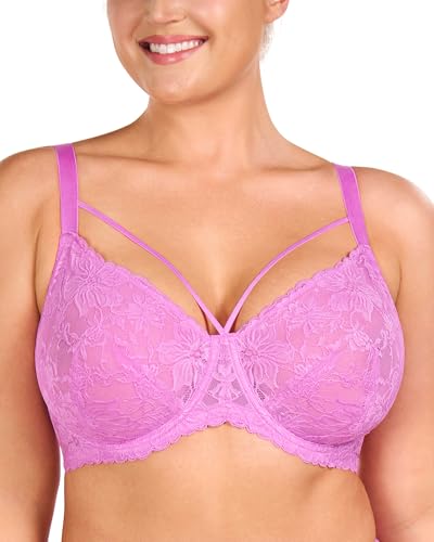 Image of HSIA Minimizer Bras for Women Full Coverage, Unlined Lace Sexy Plus Size Underwire Bra for Large Breasts