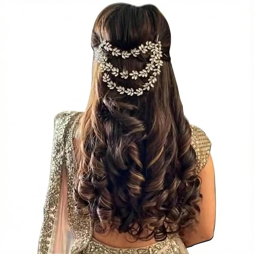 Image of Rose Petals Golden Wedding Hair Accessories /Hair Pins /Juda Pins /Chain for Women and Girls
