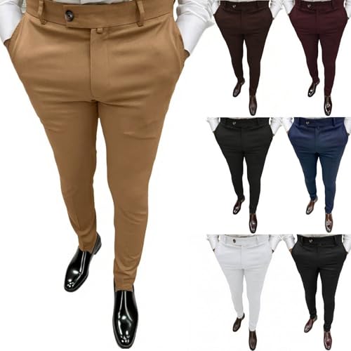Cambkatl Men's Golf Dress Pants Stretch Skinny Tapered Chino Pants Business Casual Work Suit Trousers with Pockets2
