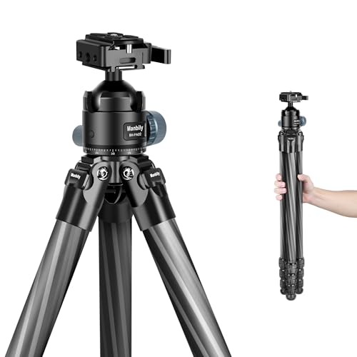 Manbily Carbon Fiber Tripod 62.2in for Shooting & Camera with Picatinny to Arca Swiss Adapter 360° Ball Head Set for Hunting (WZ-324PA)