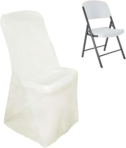 Efavormart - 50 fundas plegables de poliéster blanco para sillas