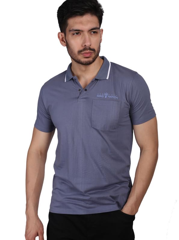 essa Men's Cotton Rich Half Sleeve Regular Fit Solid Polo Neck Tshirt with Pocket | Casual Stylish T-Shirt for Man | Perfect for Travel & Outing | Super Soft, Breathable Material-picture-39