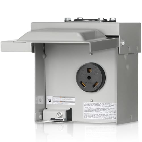 WILAWELS 30 Amp RV Power Outlet Box 125V NEMA TT-30R RV Outlet Weatherproof Outdoor Electrical Box with Receptacle Panel Enclosed Lockable Power Box for RV Camper Trailer ETL Listed H02OB06