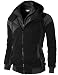 H2H Mens Hoodie Zip-Up Double Zipper Closer With Two Tone Color BLACK US M/Asia L (KMOHOL076)