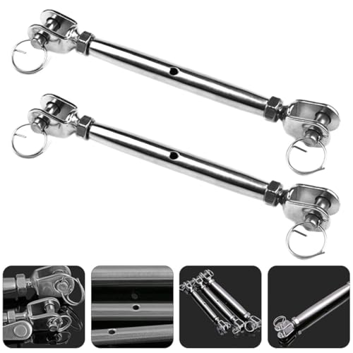 SHOWERORO 2 piezas Tensores cerrados de acero inoxidable M5 para cables, tensores de cuerda de alambre para elevación y tensión industrial miniatura 3