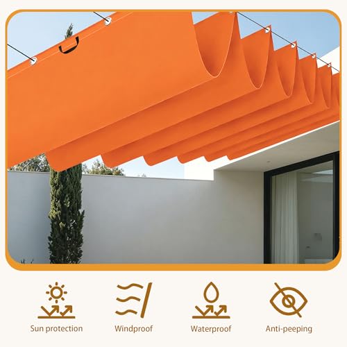 Voile ombrage rétractable vague 550x700 cm sable et orange - 4