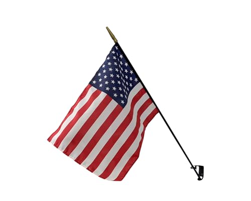 American Flag with Wall Mount Bracket Classroom Sizes - Flag is Made in USA Patriotic Display for Schools and Office (Quantity 1 8x12 American Classroom Flag with Bracket)