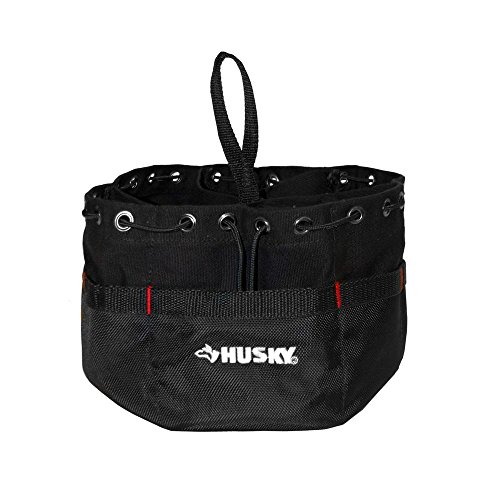 Husky 10 in. 19-Compartment Canvas Small Parts Organizer Bag, Black