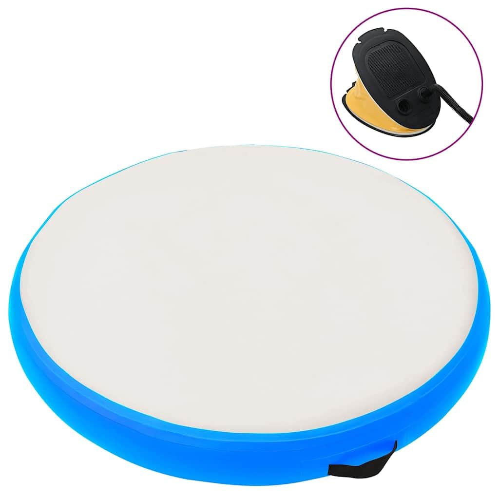Aufblasbare Gymnastikmatte aus hochdichtem PVC 100 x 100 mit Pumpe rosa rutschfest faltbar für Yoga Pilates Fitness Training Zuhause Studio