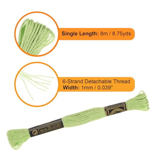 Image of HARFINGTON 12 Skeins Embroidery Floss 8.75yds(8m) Egyptian Long-Staple Cotton Cross Stitch Thread for Sewing DIY Bracelet Yarn String and Crafts, Spring Bud(6015)