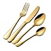 Buyer Star 4 pezzi posate Oro Acciaio inossidabile Posate Set Nozze Festa Utensili da tavola Cucchiaio da dessert tè Coltello da bistecca Forchetta