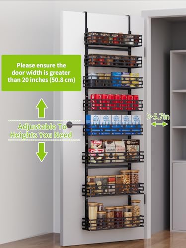 NQW 8-Tier Over Door Organizer, Adjustable Metal Basket Shelf for Kitchen & Bath, Black — view 3