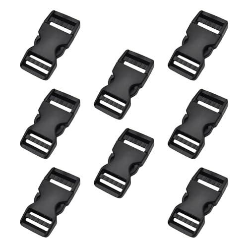 Funver 8PCS Hebillas De Plástico, 25 mm Resistente Hebilla De Plástico De Liberación Lateral Tri Glide, Clip Lateral Cierre De Liberación Rápida Para Correas De Mochila Bolsas y Cinturones