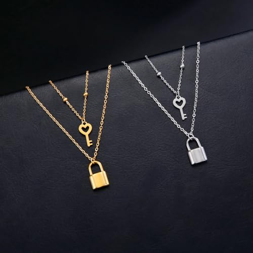 Pendentif clé cœur argent collier cadenas idéal cadeau saint-valentin