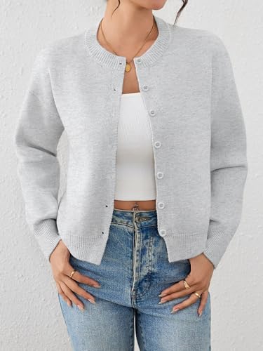Image of Ibeauti Cropped Cardigan Sweaters for Women 2026 Trendy Spring Y2k Outfit Long Sleeve Button up Open Front Short Knit Sweater