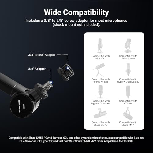 Image of NEEWER BASICS Microphone Boom Arm, 31 inch Flexible Mic Desk Stand Mount, Compatible with Blue Yeti FIFINE AM8 K669B HyperX QuadCast S SoloCast AT2020 Shure SM7B MV7 for Gaming Streaming Recording, MS050