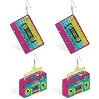 HMCEY 2 Pares Pendientes Cinta de Cassette,Carnaval Pendientes