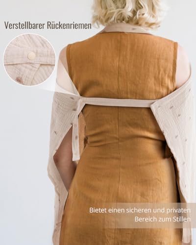 Blissful Diary Muslin Stilltuch für Stillende Frauen – Atmungsaktives Stillschal mit Bogenausschnitt, Praktisches Stilltuch für unterwegs, Regenbogen