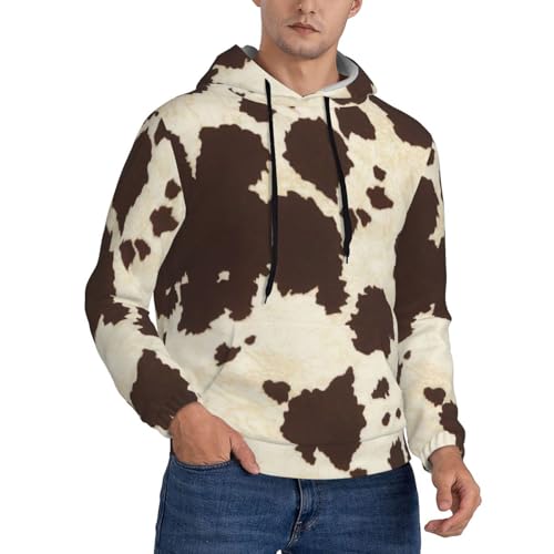Sweat à capuche graphique imprimé vache avec manches longues confortables pour homme