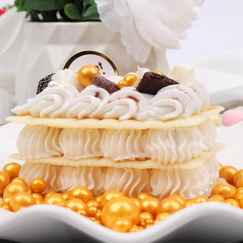 Image of Gold Sprinkles, Matte Gold Pearl Sprinkles for Cake Decorating, 130g /4.6oz Edible Sugar Candy Pearls for Baking, Cookie Decorations and Cupcake Toppings, Wedding Party Christmas Supplies